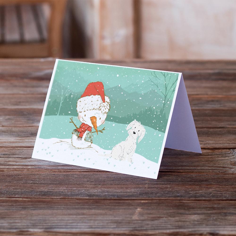 Buy this Maltese Snowman Christmas Greeting Cards and Envelopes Pack of 8