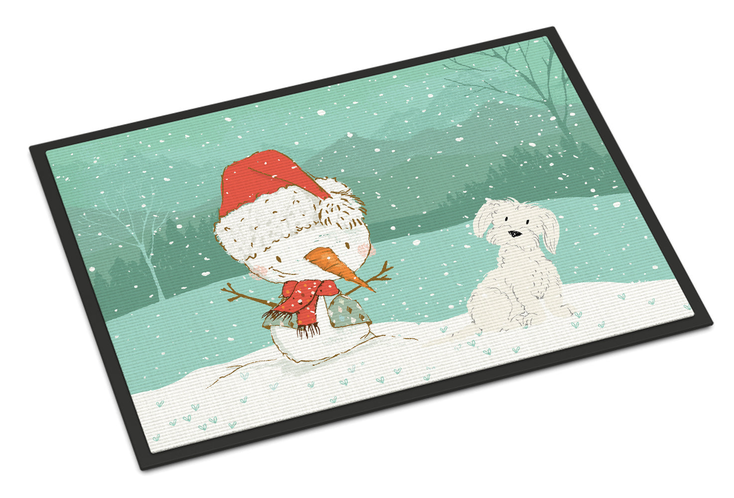 Maltese Snowman Christmas Indoor or Outdoor Mat 18x27 CK2094MAT - the-store.com