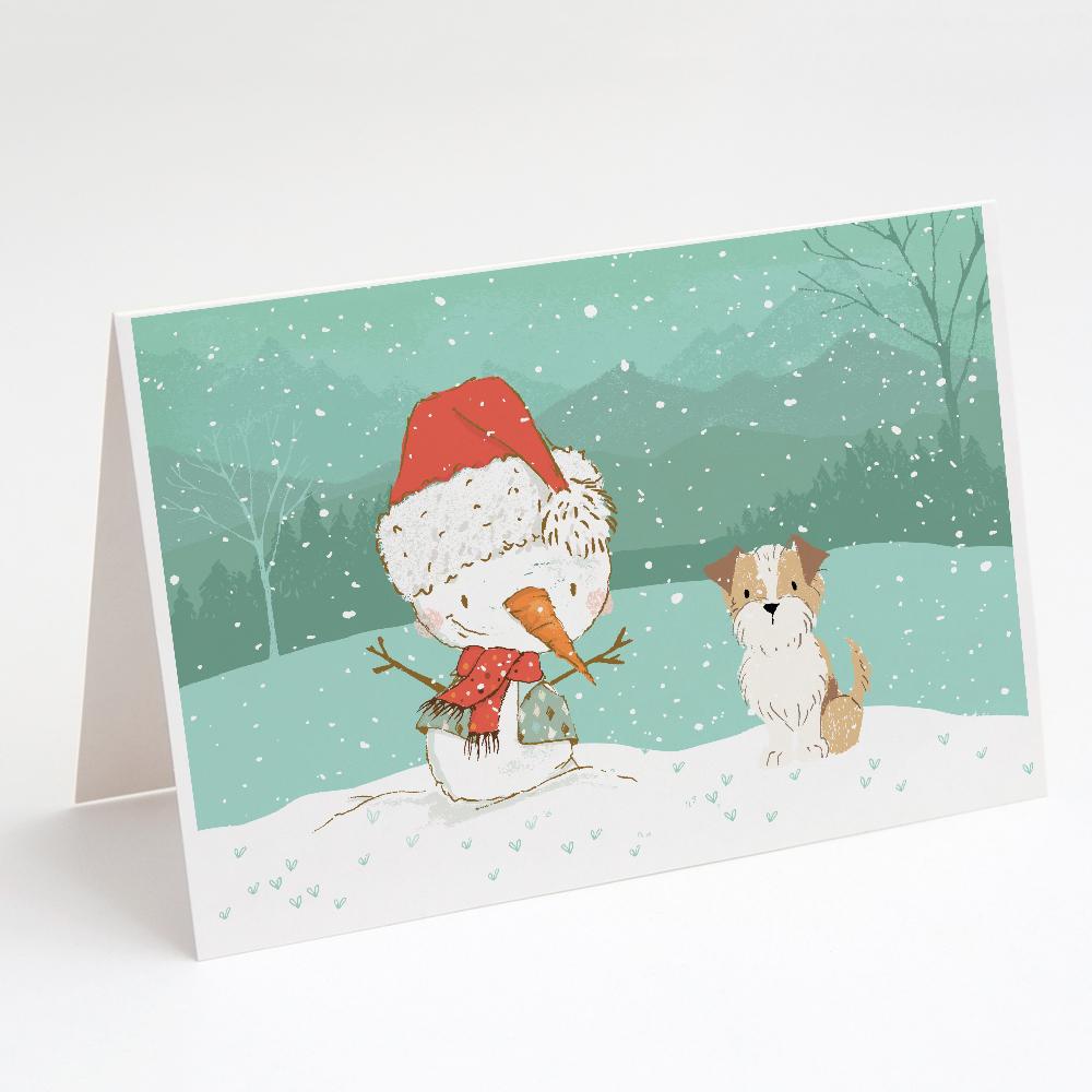 Buy this Brown and White Terrier Snowman Christmas Greeting Cards and Envelopes Pack of 8