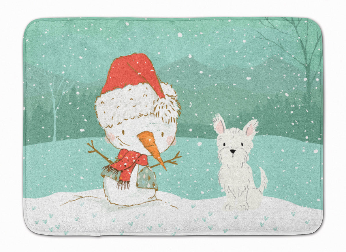 Westie Terrier Snowman Christmas Machine Washable Memory Foam Mat CK2097RUG - the-store.com