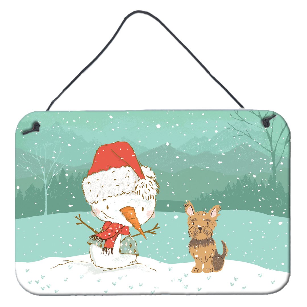 Yorkie Cropped Ears Snowman Christmas Wall or Door Hanging Prints CK2098DS812 by Caroline&#39;s Treasures