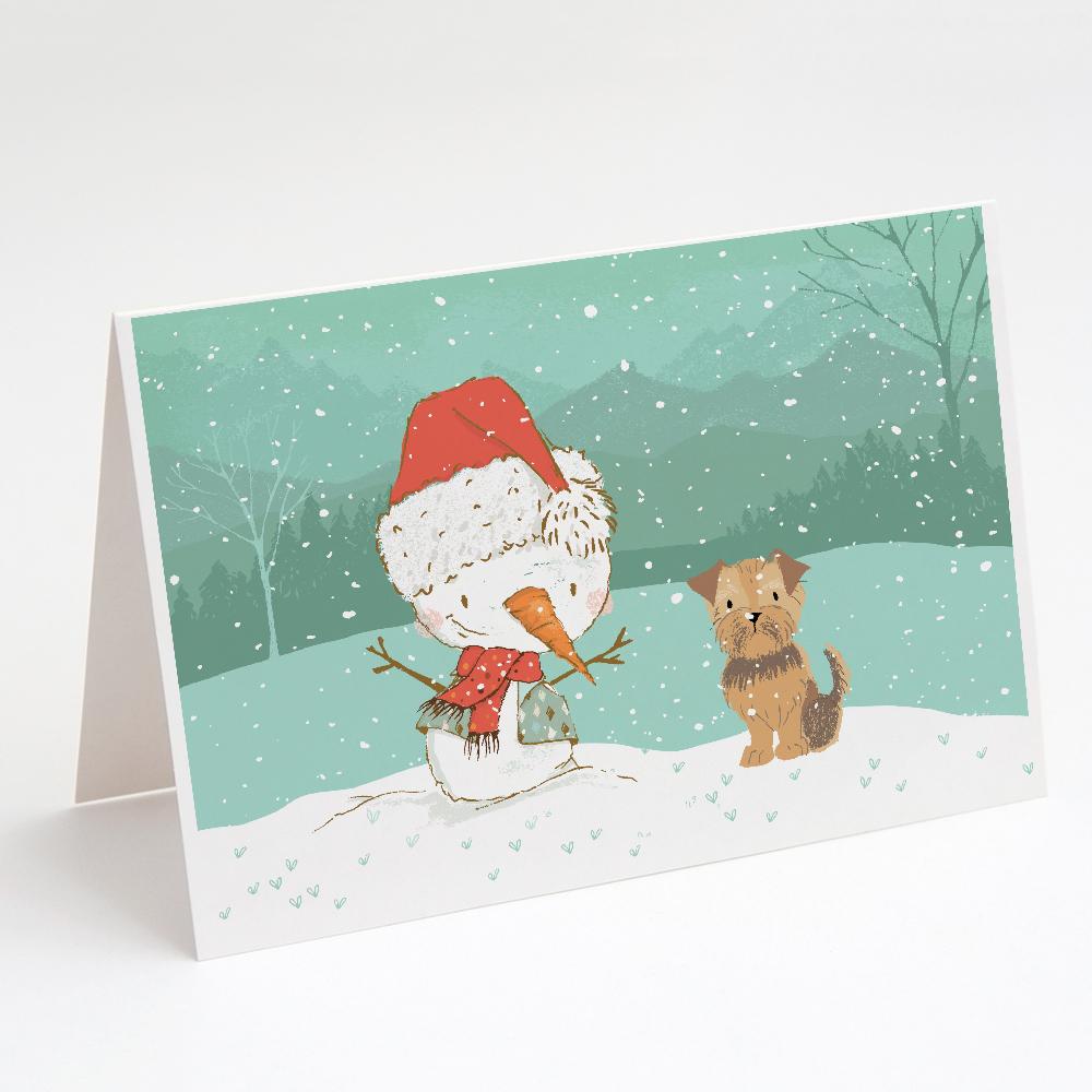 Buy this Yorkie Natural Ears Snowman Christmas Greeting Cards and Envelopes Pack of 8