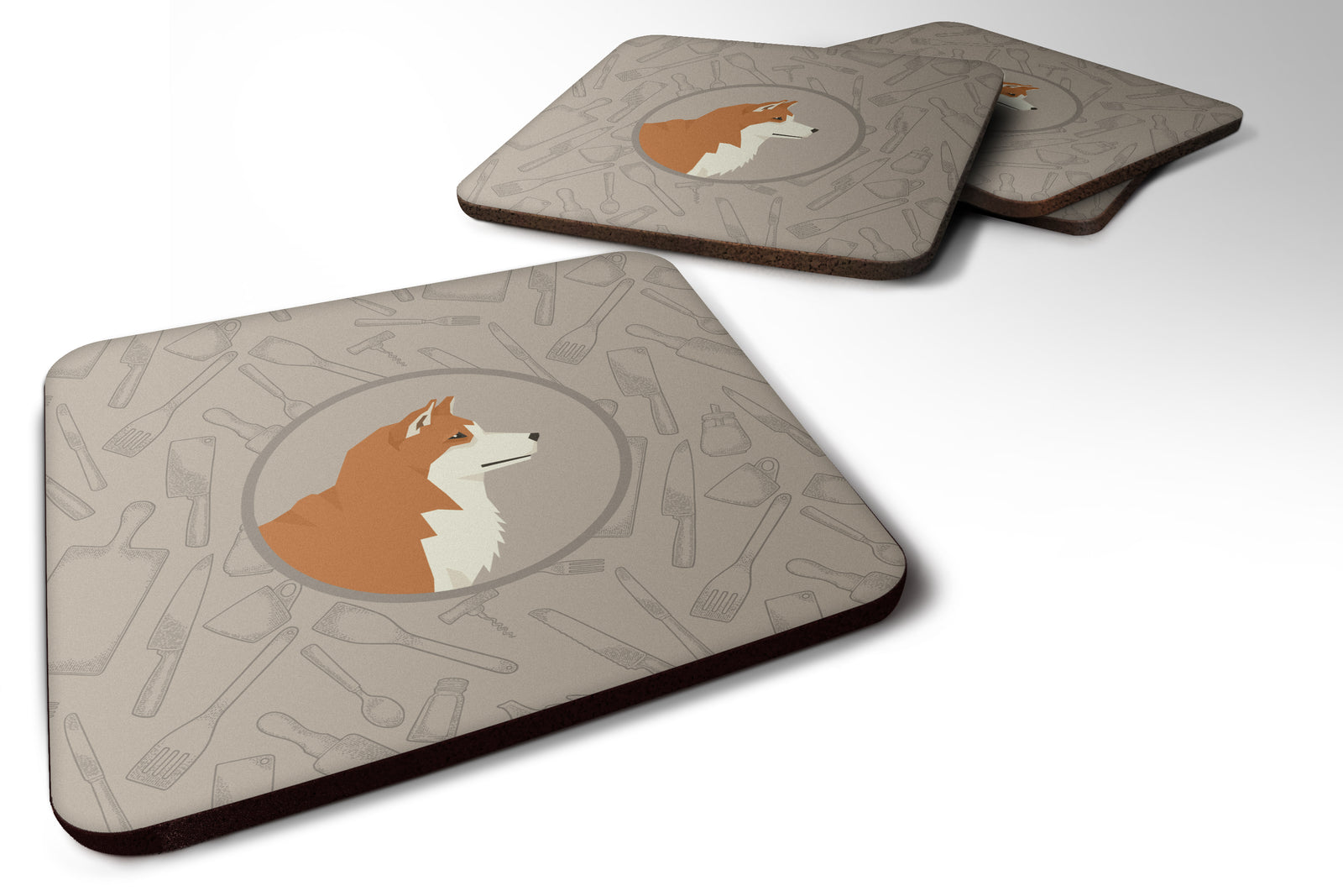 Akita In the Kitchen Foam Coaster Set of 4 CK2159FC - the-store.com