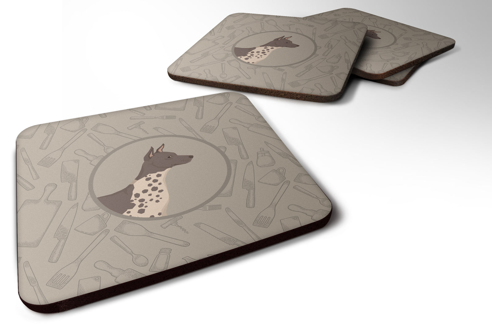 American Hairless Terrier In the Kitchen Foam Coaster Set of 4 CK2161FC - the-store.com