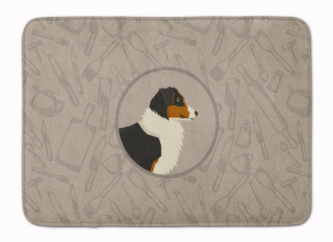 Australian Shepherd In the Kitchen Machine Washable Memory Foam Mat CK2163RUG - the-store.com