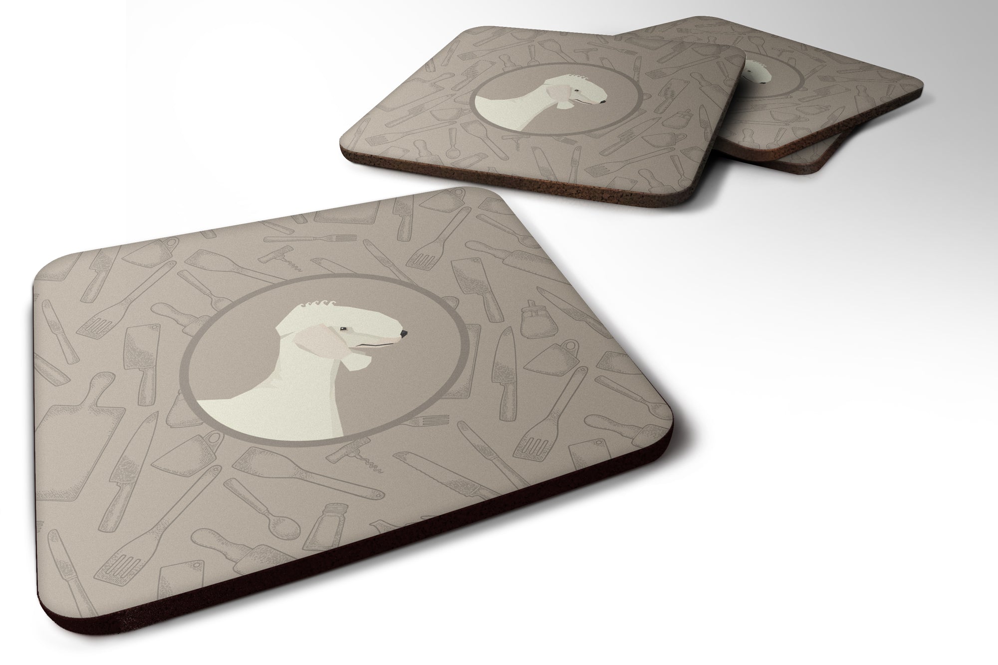 Bedlington Terrier In the Kitchen Foam Coaster Set of 4 CK2167FC - the-store.com