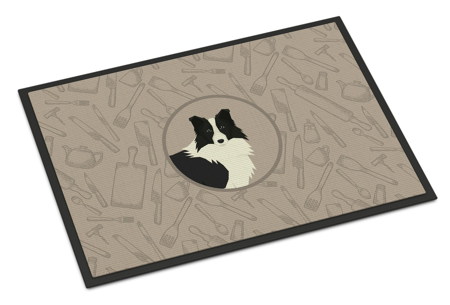 Border Collie In the Kitchen Indoor or Outdoor Mat 24x36 CK2169JMAT by Caroline's Treasures