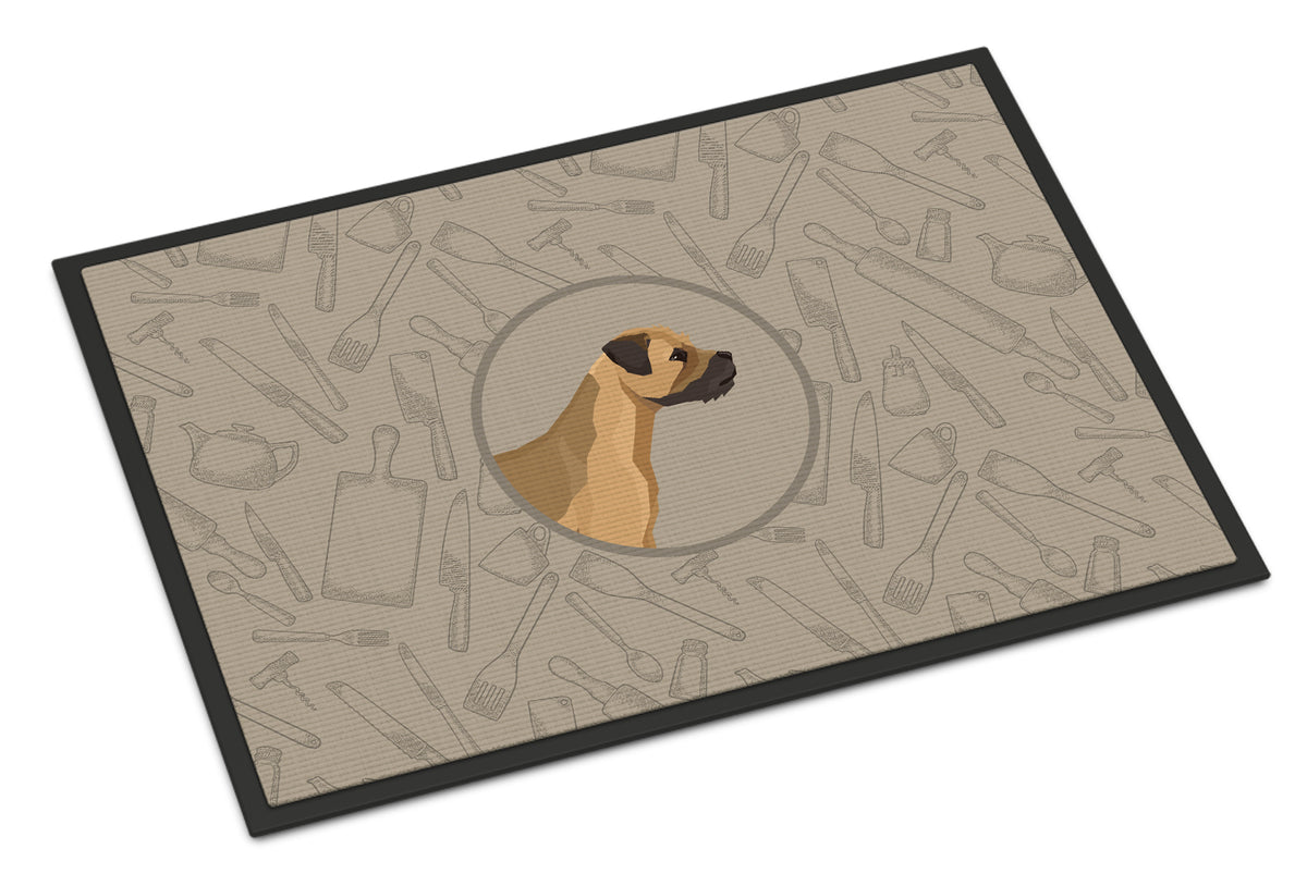 Border Terrier In the Kitchen Indoor or Outdoor Mat 18x27 CK2170MAT - the-store.com