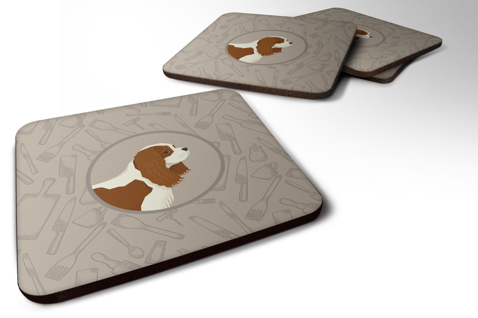 Cavalier Spaniel In the Kitchen Foam Coaster Set of 4 CK2176FC - the-store.com