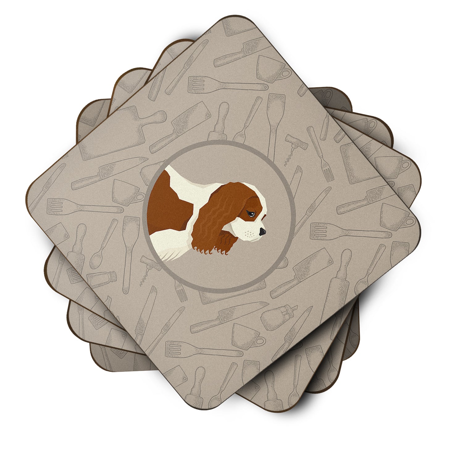 Cavalier Spaniel In the Kitchen Foam Coaster Set of 4 CK2176FC - the-store.com