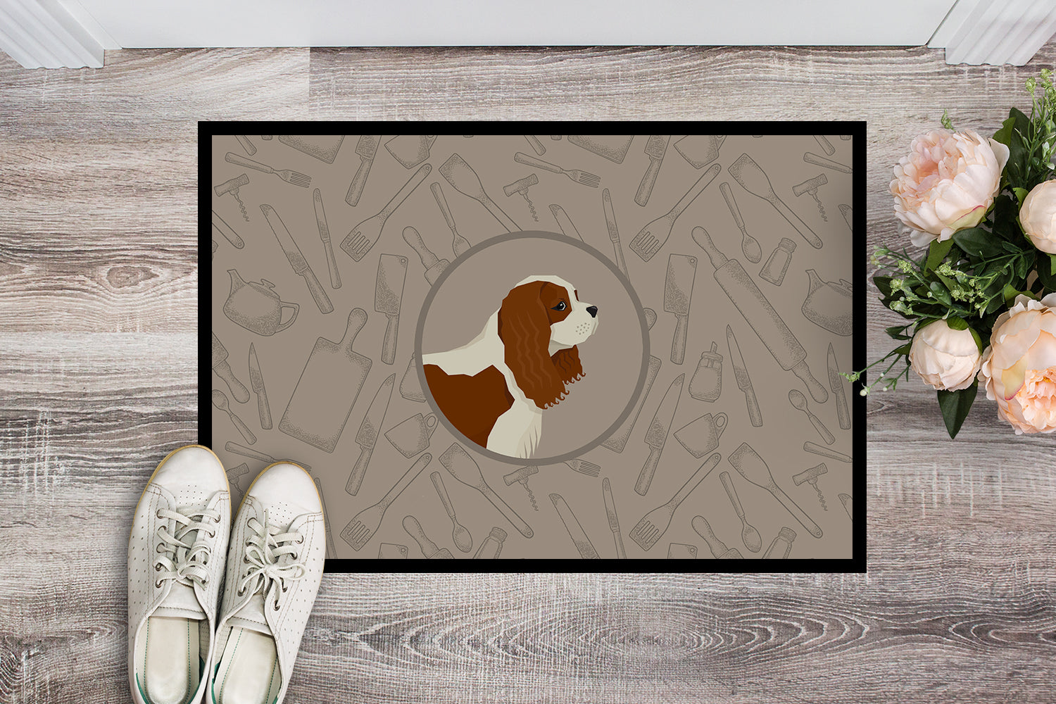 Cavalier Spaniel In the Kitchen Indoor or Outdoor Mat 18x27 CK2176MAT - the-store.com