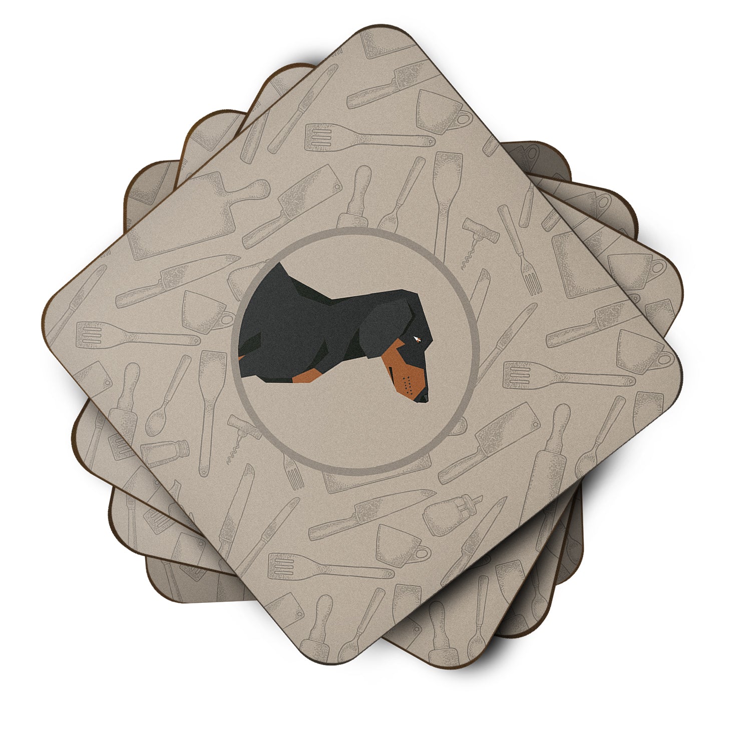 Dachshund In the Kitchen Foam Coaster Set of 4 CK2180FC - the-store.com