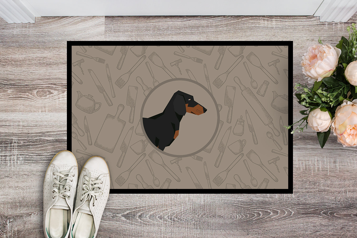 Dachshund In the Kitchen Indoor or Outdoor Mat 18x27 CK2180MAT - the-store.com