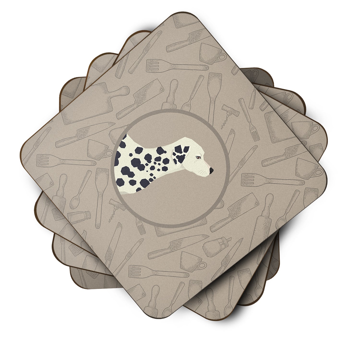 Dalmatian In the Kitchen Foam Coaster Set of 4 CK2181FC - the-store.com