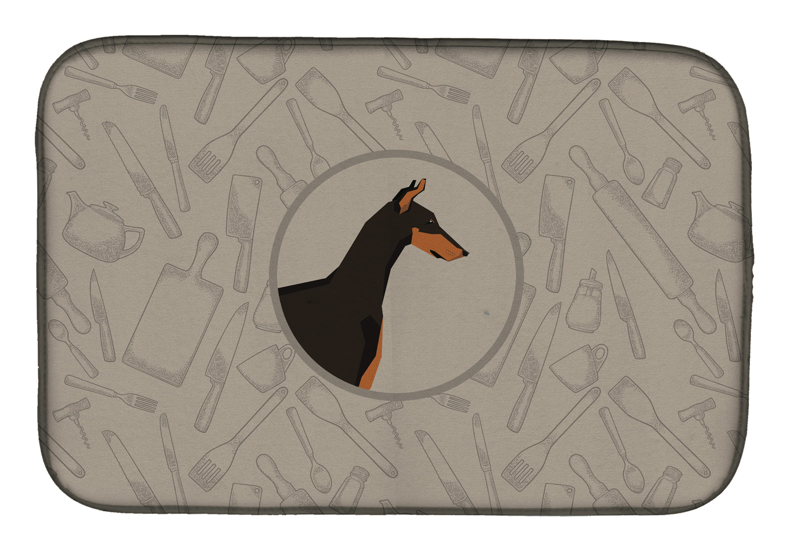 Doberman Pinscher In the Kitchen Dish Drying Mat CK2182DDM  the-store.com.