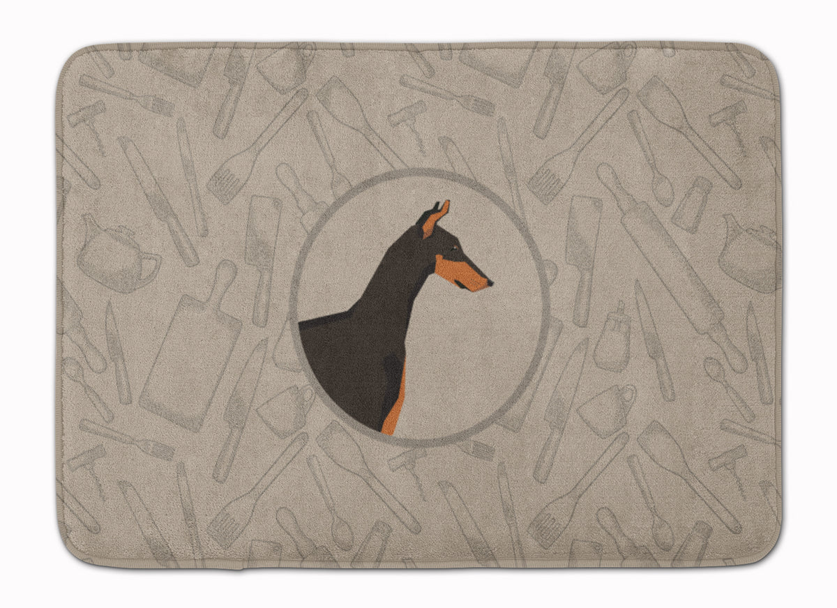 Doberman Pinscher In the Kitchen Machine Washable Memory Foam Mat CK2182RUG - the-store.com