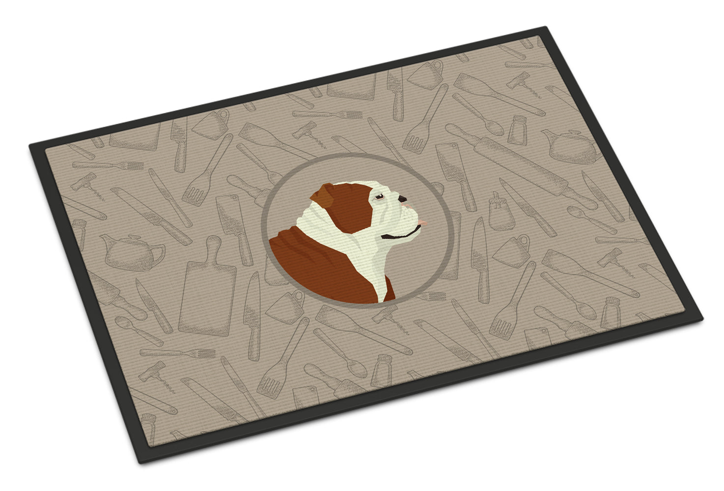 English Bulldog In the Kitchen Indoor or Outdoor Mat 18x27 CK2183MAT - the-store.com