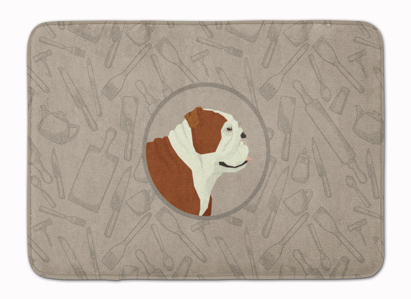 English Bulldog In the Kitchen Machine Washable Memory Foam Mat CK2183RUG - the-store.com