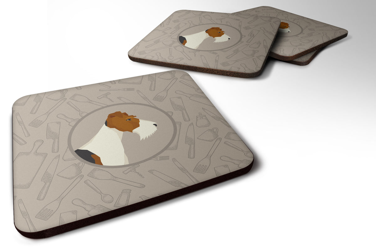 Fox Terrier In the Kitchen Foam Coaster Set of 4 CK2185FC - the-store.com