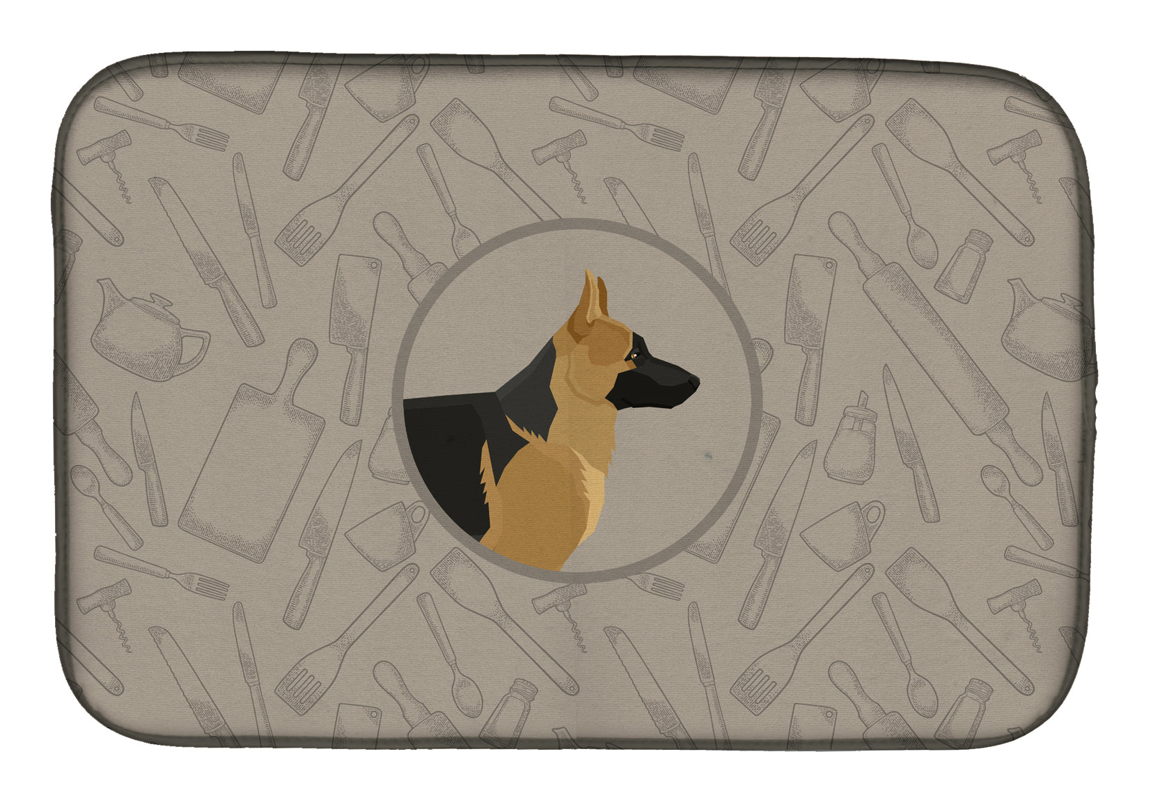 German Shepherd In the Kitchen Dish Drying Mat CK2187DDM  the-store.com.