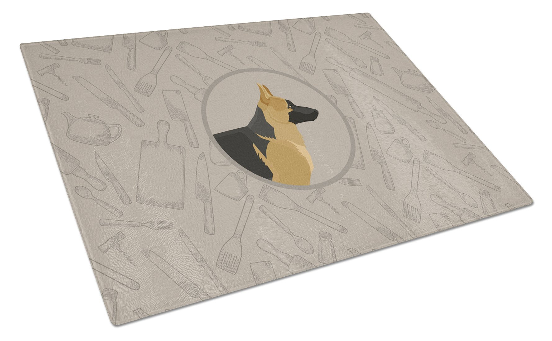 German Shepherd In the Kitchen Glass Cutting Board Large CK2187LCB by Caroline's Treasures