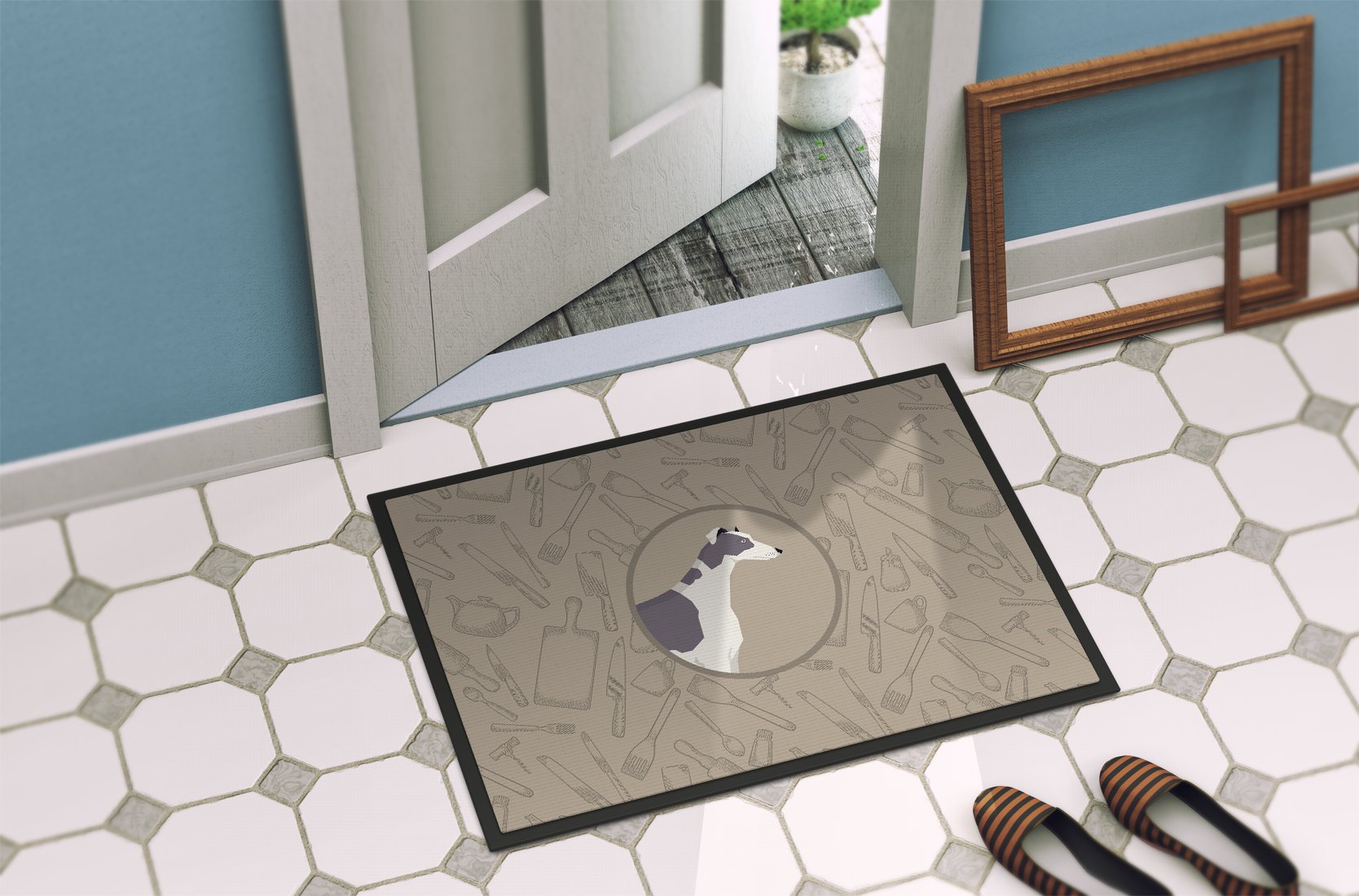 Greyhound In the Kitchen Indoor or Outdoor Mat 24x36 CK2190JMAT by Caroline's Treasures