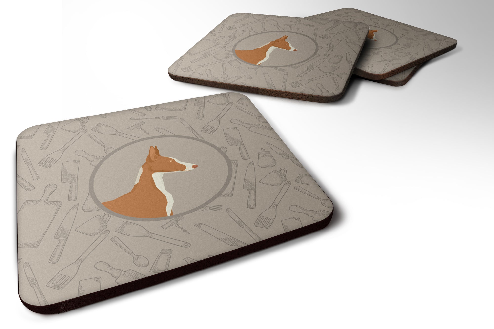 Ibizan Hound In the Kitchen Foam Coaster Set of 4 CK2192FC - the-store.com