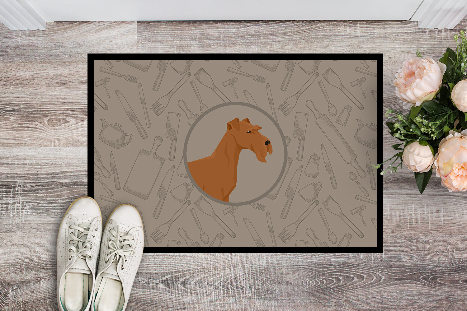 Irish Terrier In the Kitchen Indoor or Outdoor Mat 18x27 CK2193MAT - the-store.com