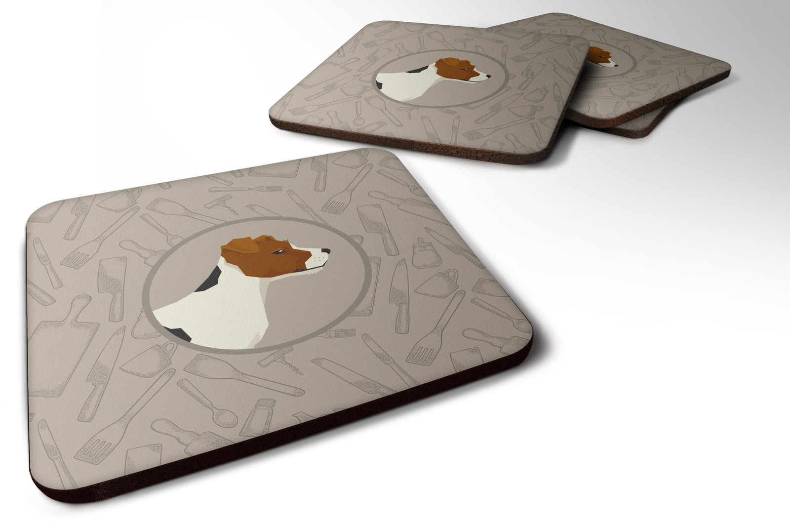 Jack Russell Terrier In the Kitchen Foam Coaster Set of 4 CK2194FC - the-store.com