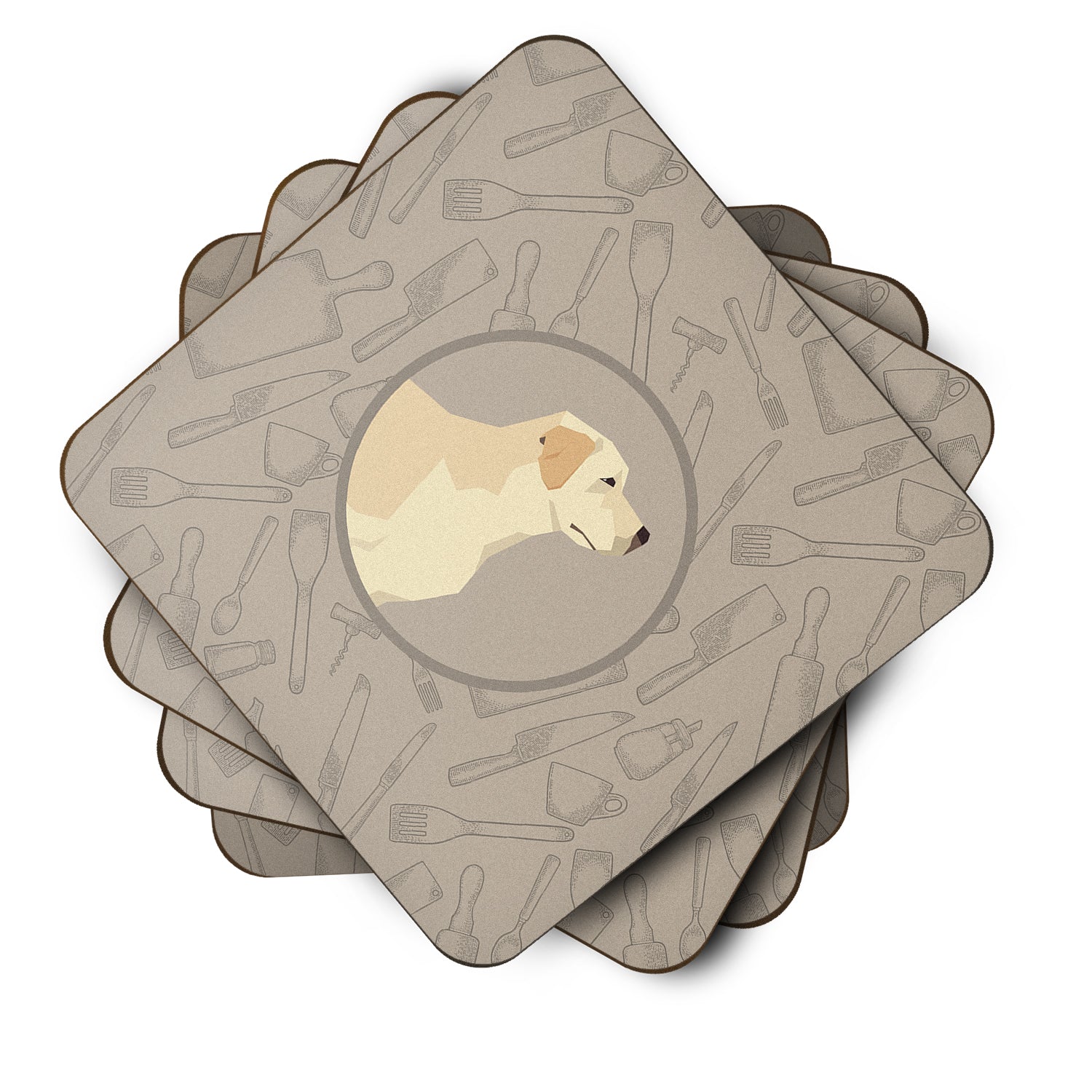 Labrador Retriever In the Kitchen Foam Coaster Set of 4 CK2196FC - the-store.com