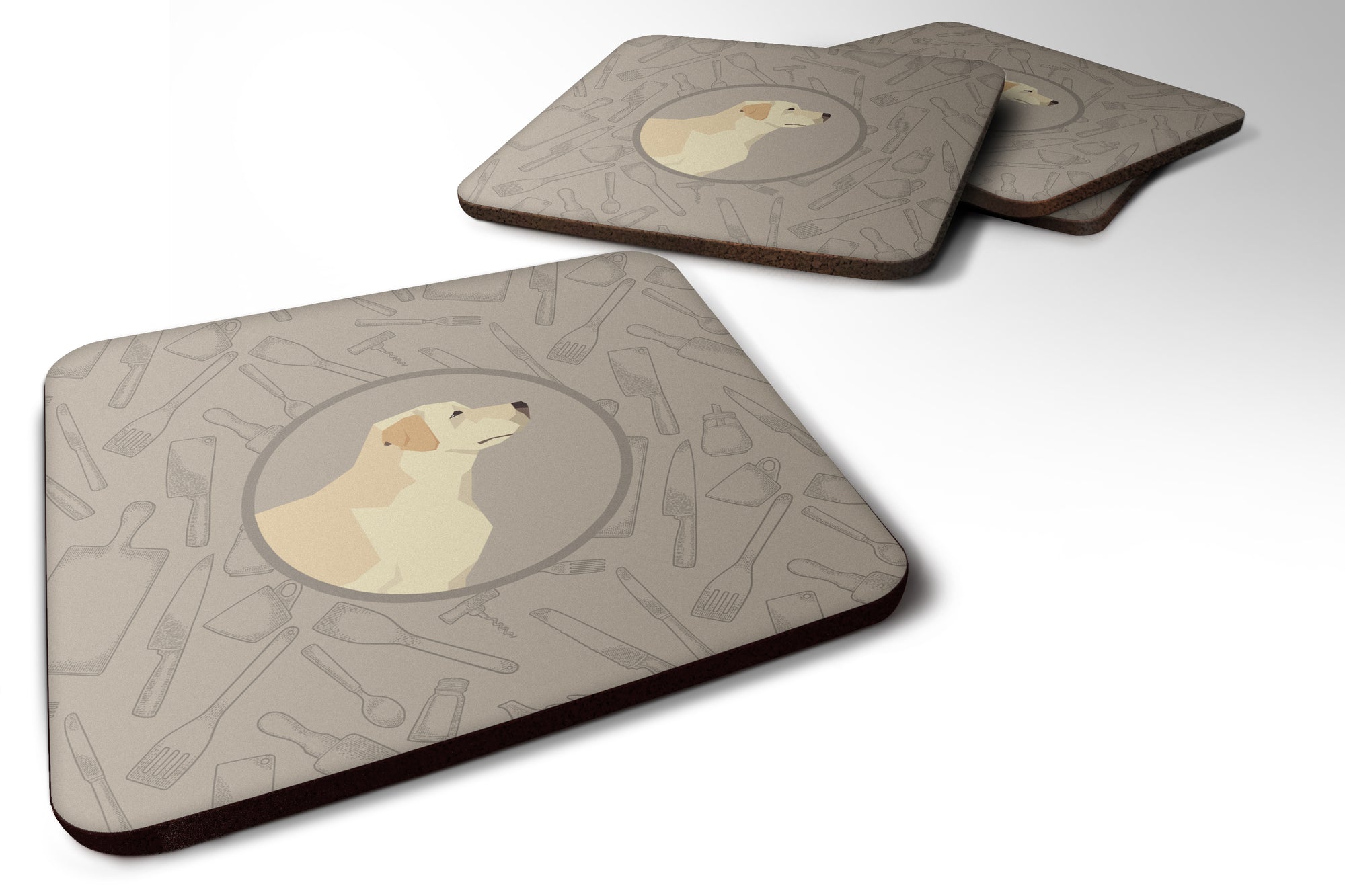 Labrador Retriever In the Kitchen Foam Coaster Set of 4 CK2196FC - the-store.com