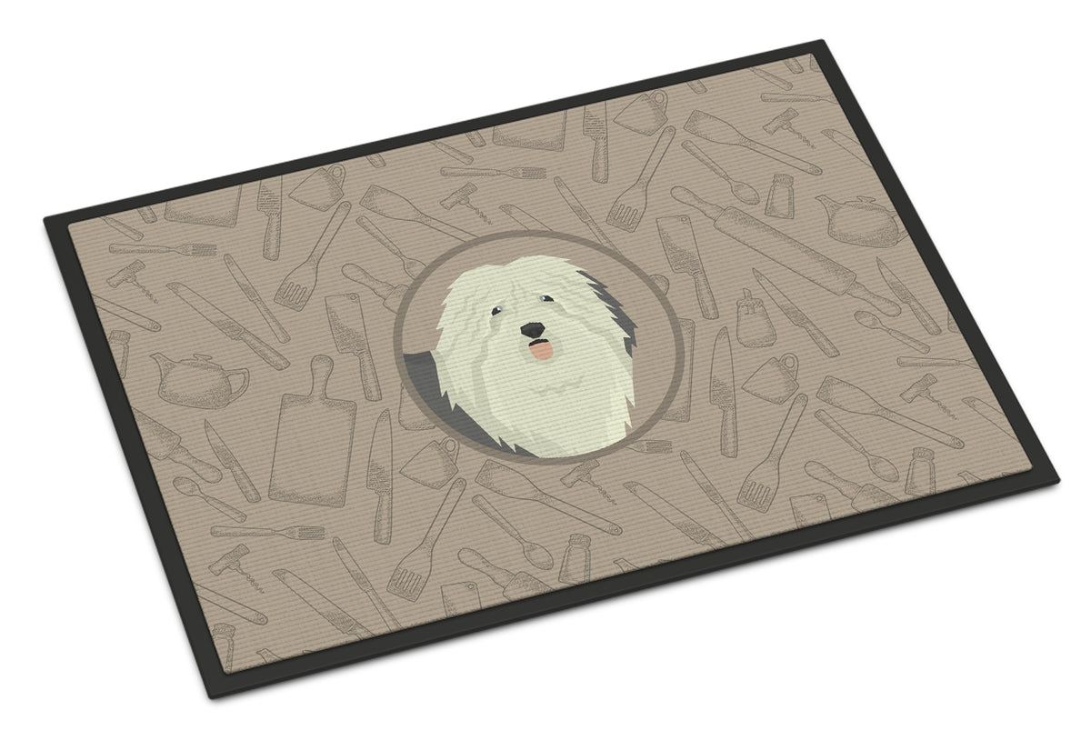 Old English Sheepdog In the Kitchen Indoor or Outdoor Mat 18x27 CK2199MAT - the-store.com