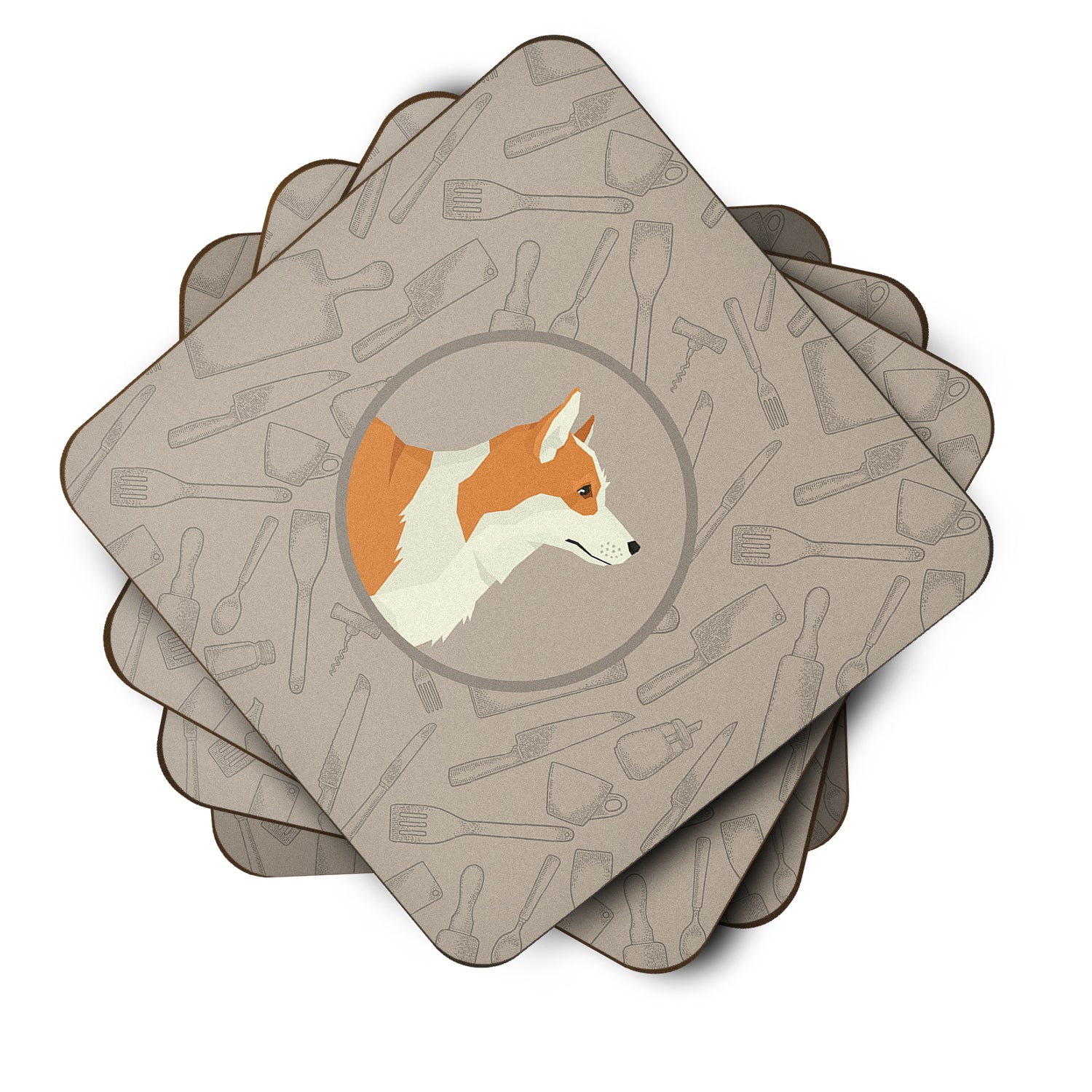 Pembroke Corgi In the Kitchen Foam Coaster Set of 4 CK2201FC - the-store.com