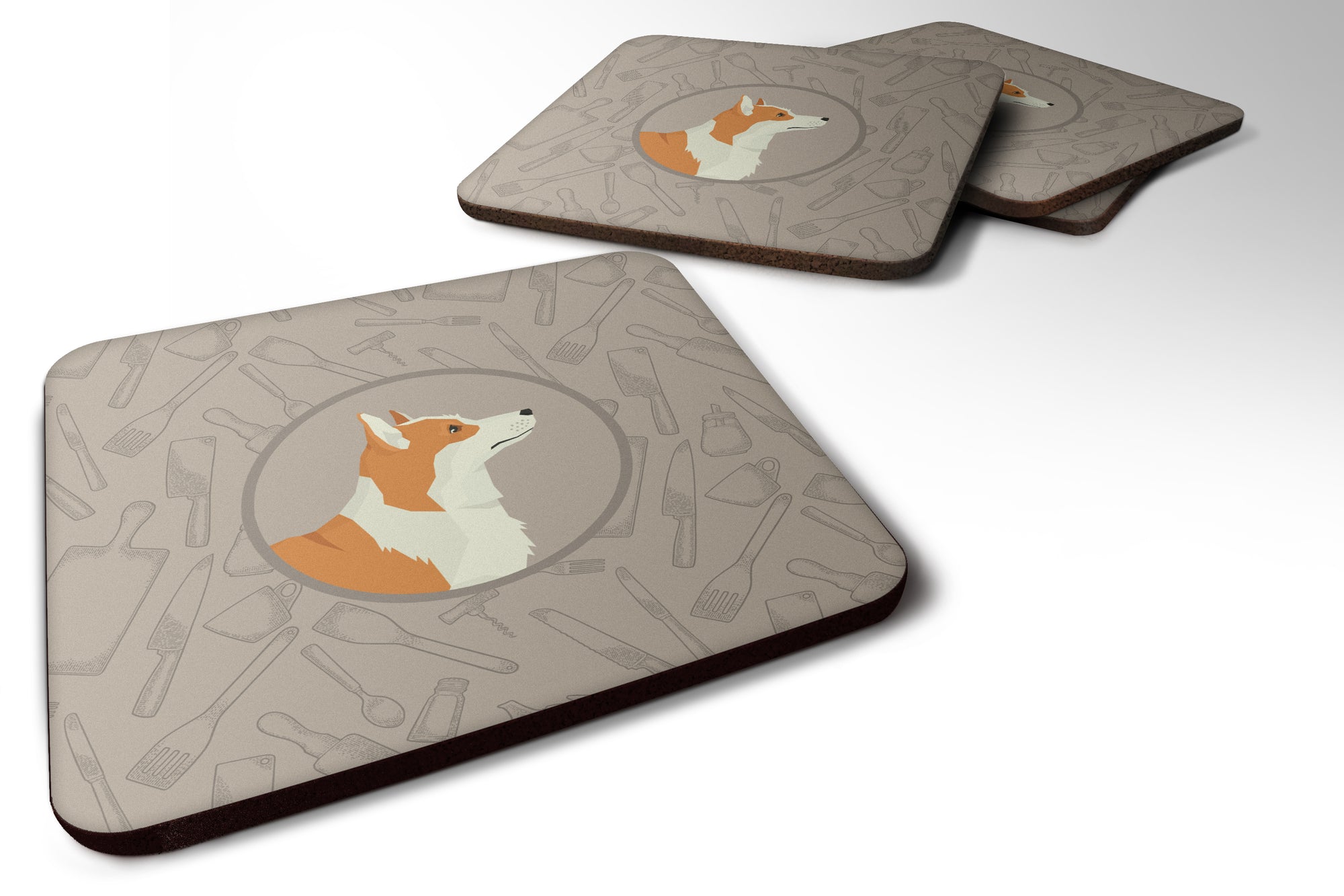 Pembroke Corgi In the Kitchen Foam Coaster Set of 4 CK2201FC - the-store.com