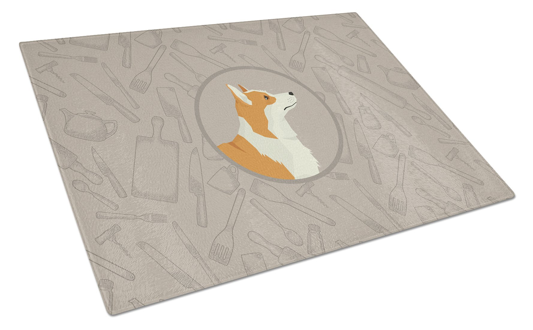 Pembroke Corgi In the Kitchen Glass Cutting Board Large CK2201LCB by Caroline's Treasures