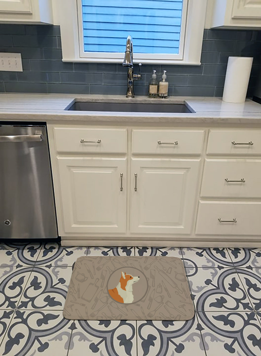 Pembroke Corgi In the Kitchen Machine Washable Memory Foam Mat CK2201RUG - the-store.com