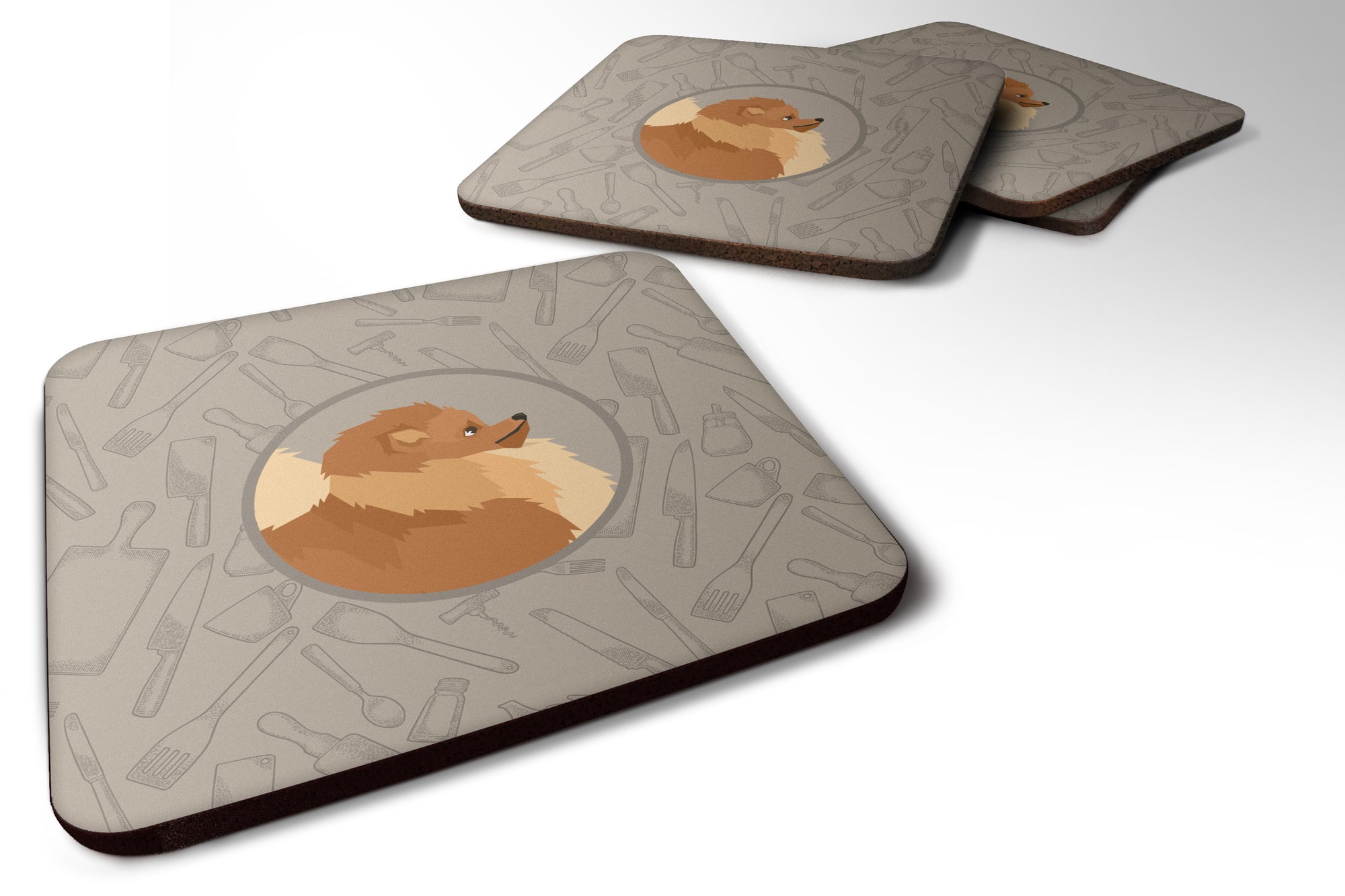 Pomeranian In the Kitchen Foam Coaster Set of 4 CK2202FC - the-store.com