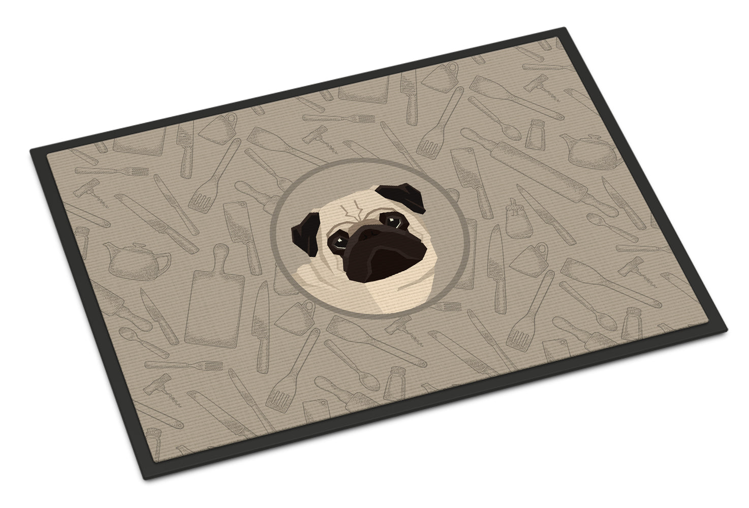 Pug In the Kitchen Indoor or Outdoor Mat 18x27 CK2204MAT - the-store.com