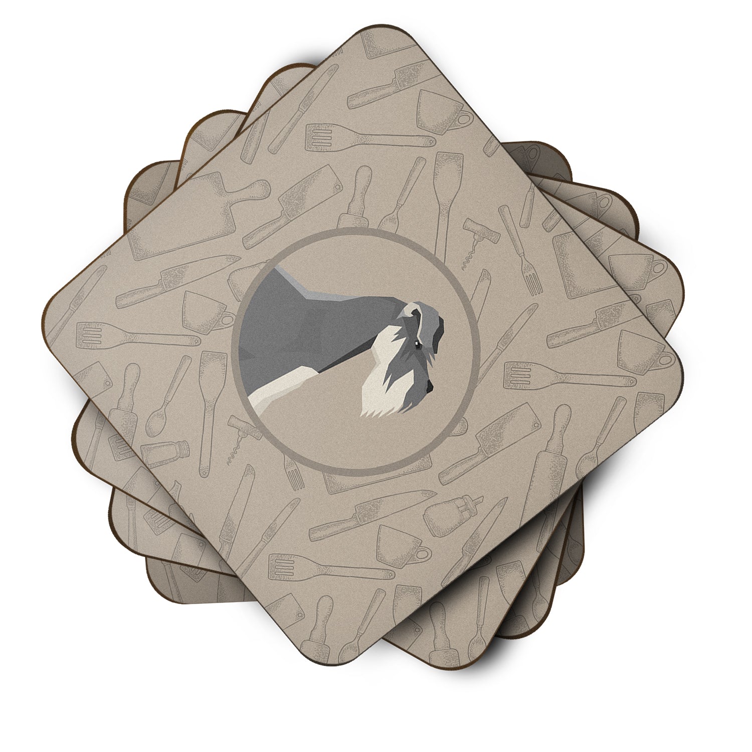 Schnauzer In the Kitchen Foam Coaster Set of 4 CK2206FC - the-store.com