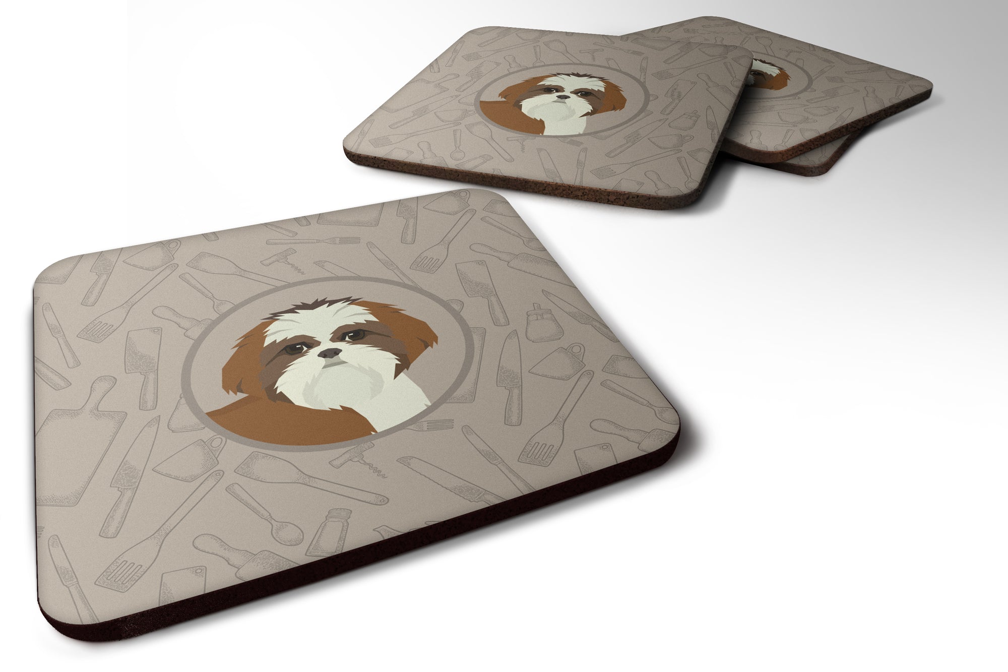 Shih Tzu In the Kitchen Foam Coaster Set of 4 CK2210FC - the-store.com