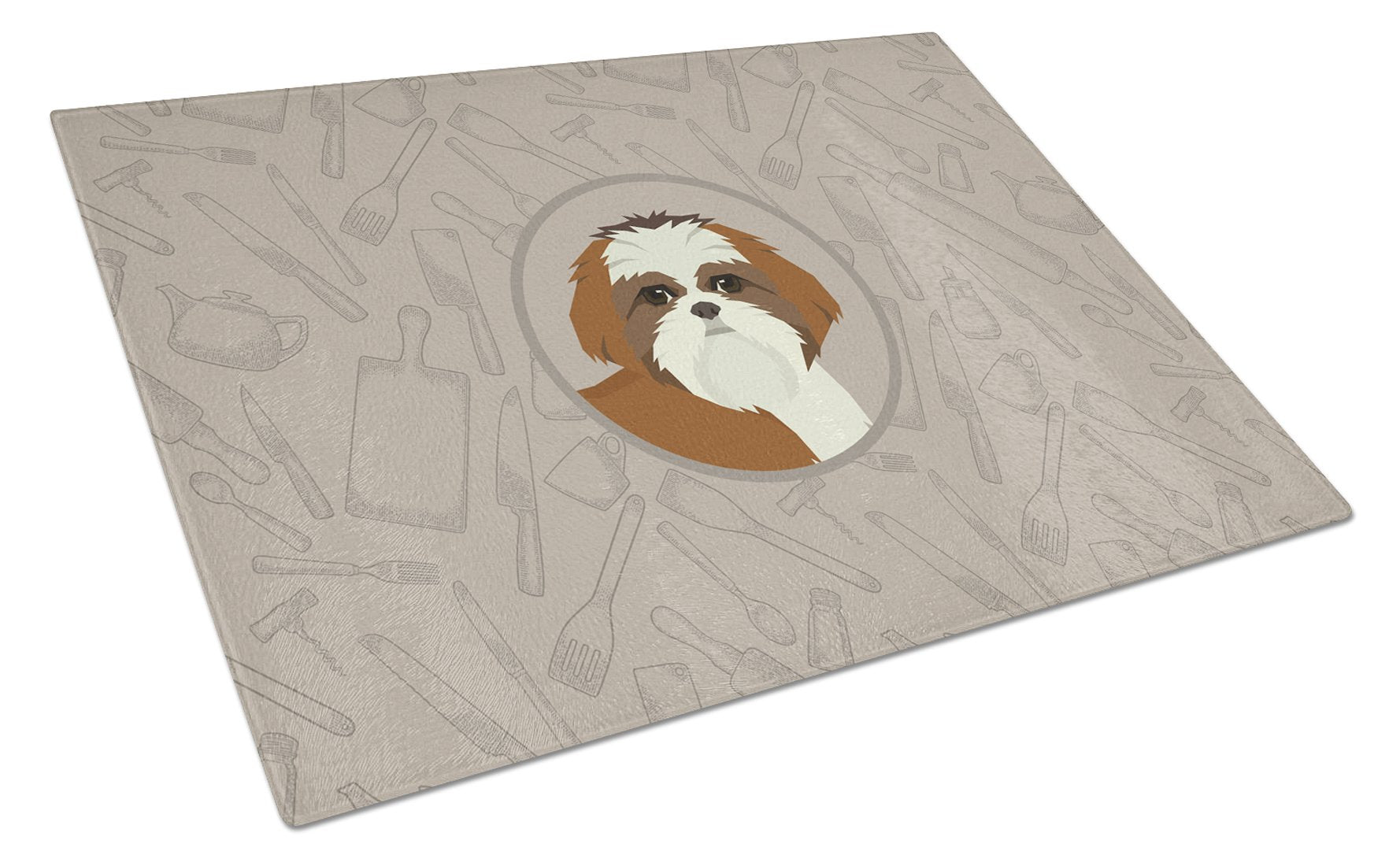 Shih Tzu In the Kitchen Glass Cutting Board Large CK2210LCB by Caroline's Treasures