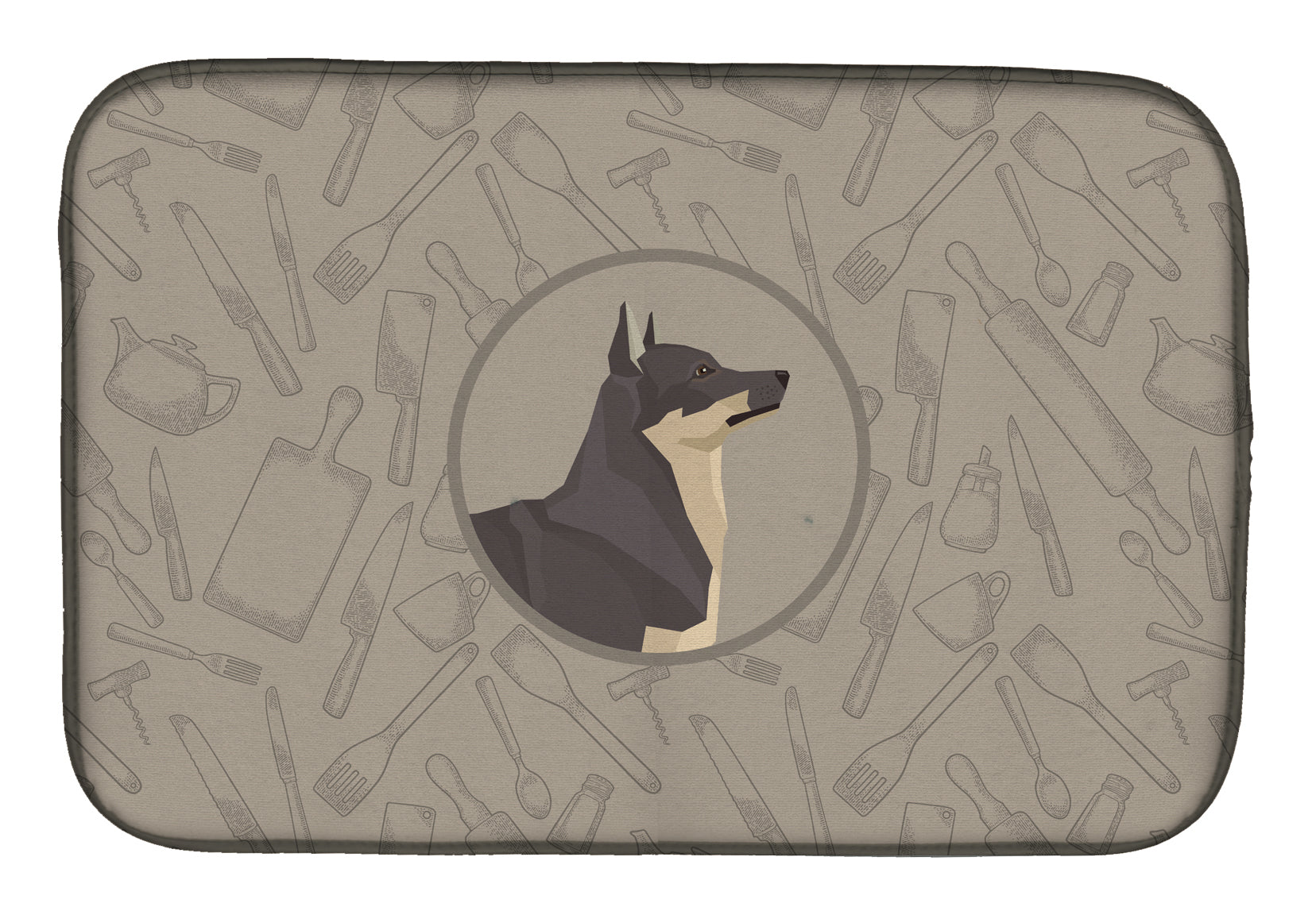 Swedish Vallhund In the Kitchen Dish Drying Mat CK2213DDM  the-store.com.