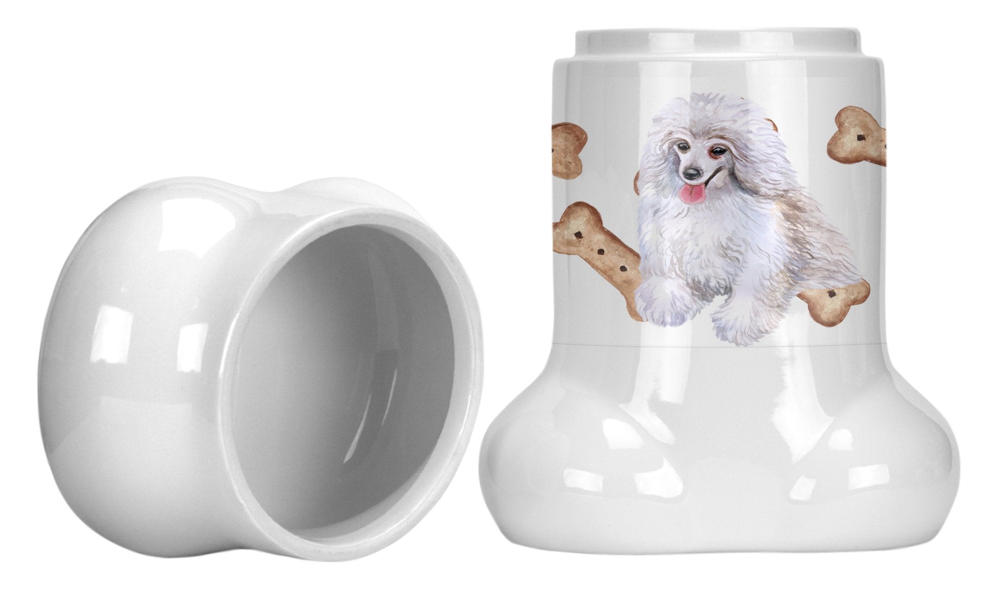 Medium White Poodle Bone Shaped Treat Jar CK2263BSTJ by Caroline's Treasures