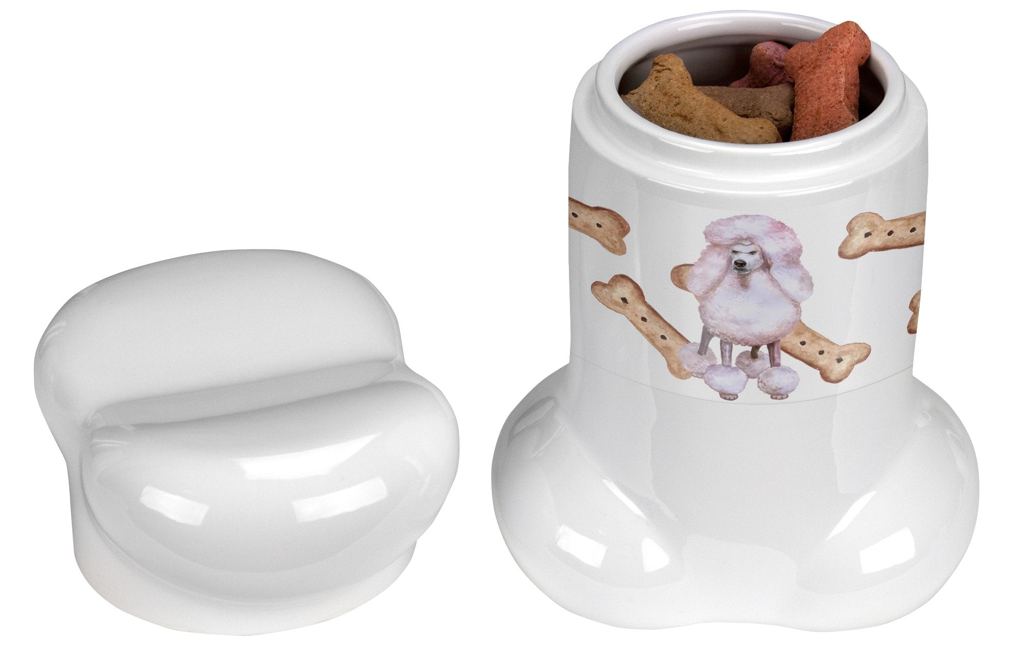 White Standard Poodle Bone Shaped Treat Jar CK2297BSTJ by Caroline's Treasures