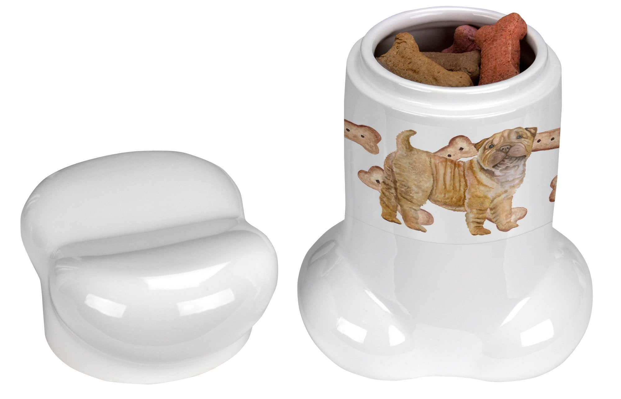 Shar Pei Puppy Bone Shaped Treat Jar CK2299BSTJ by Caroline's Treasures