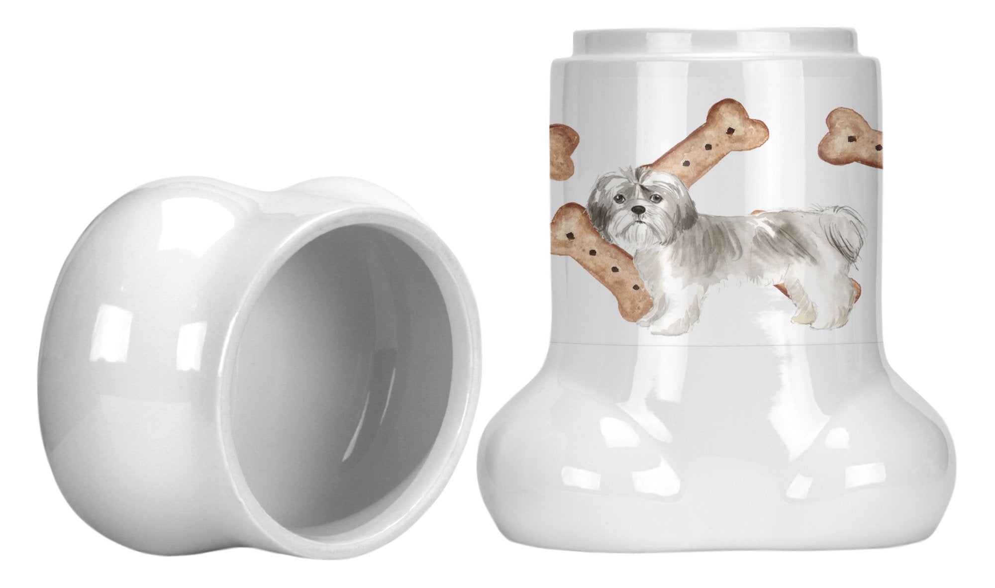 Shih Tzu Puppy Cut Bone Shaped Treat Jar CK2332BSTJ by Caroline's Treasures