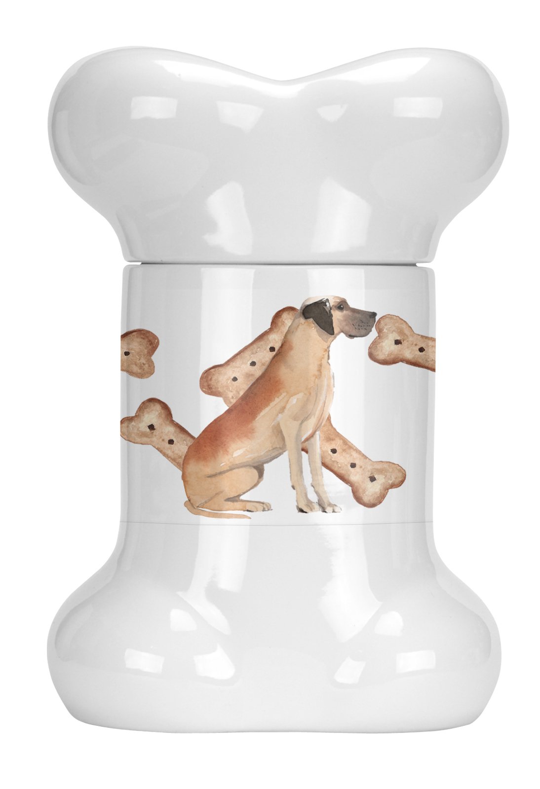 Fawn Great Dane Natural Ears Bone Shaped Treat Jar CK2355BSTJ by Caroline&#39;s Treasures