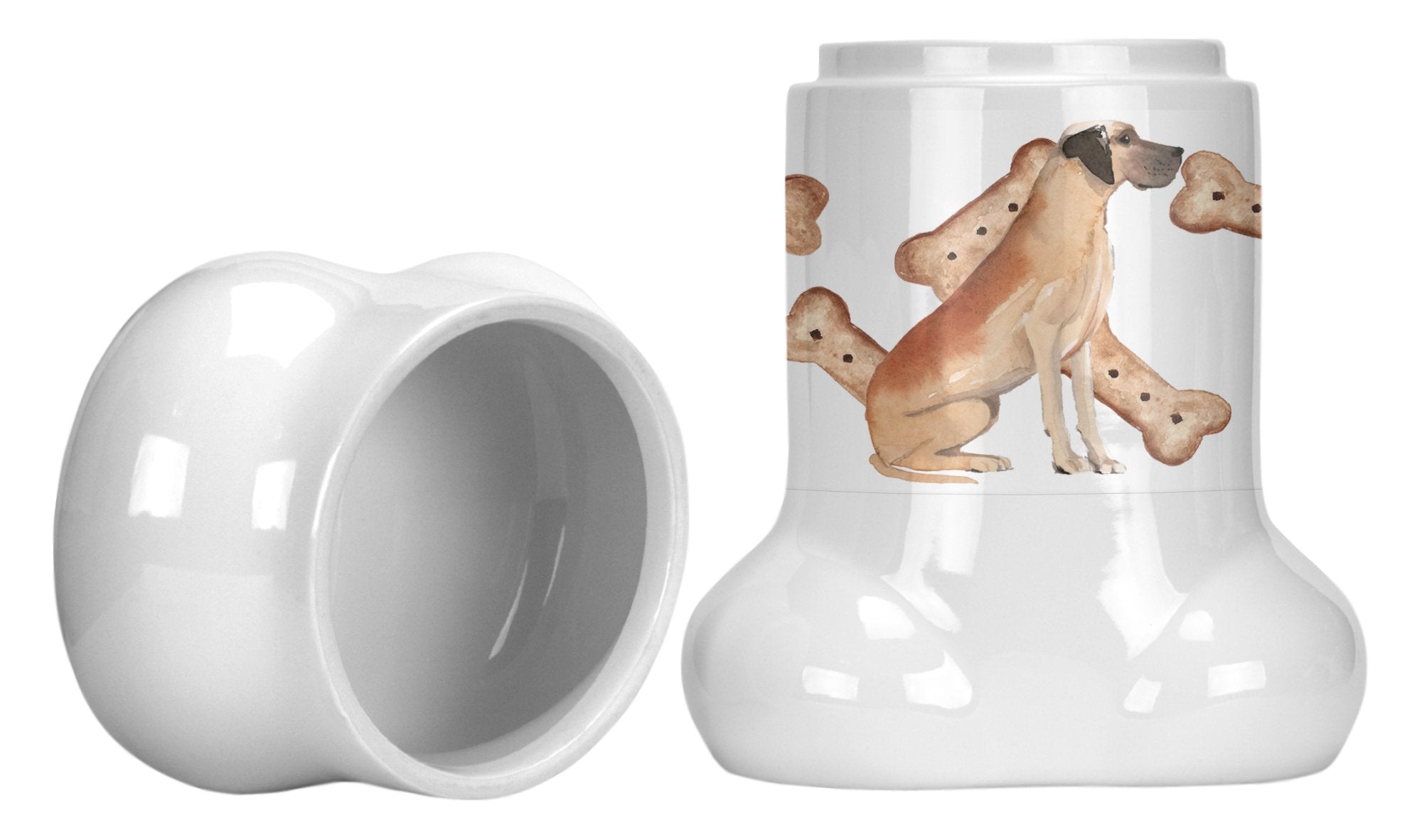 Fawn Great Dane Natural Ears Bone Shaped Treat Jar CK2355BSTJ by Caroline's Treasures