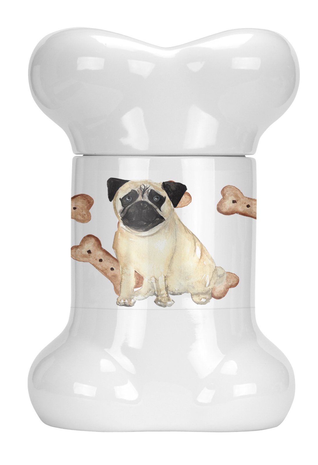 Fawn Pug Puppy Bone Shaped Treat Jar CK2370BSTJ by Caroline's Treasures