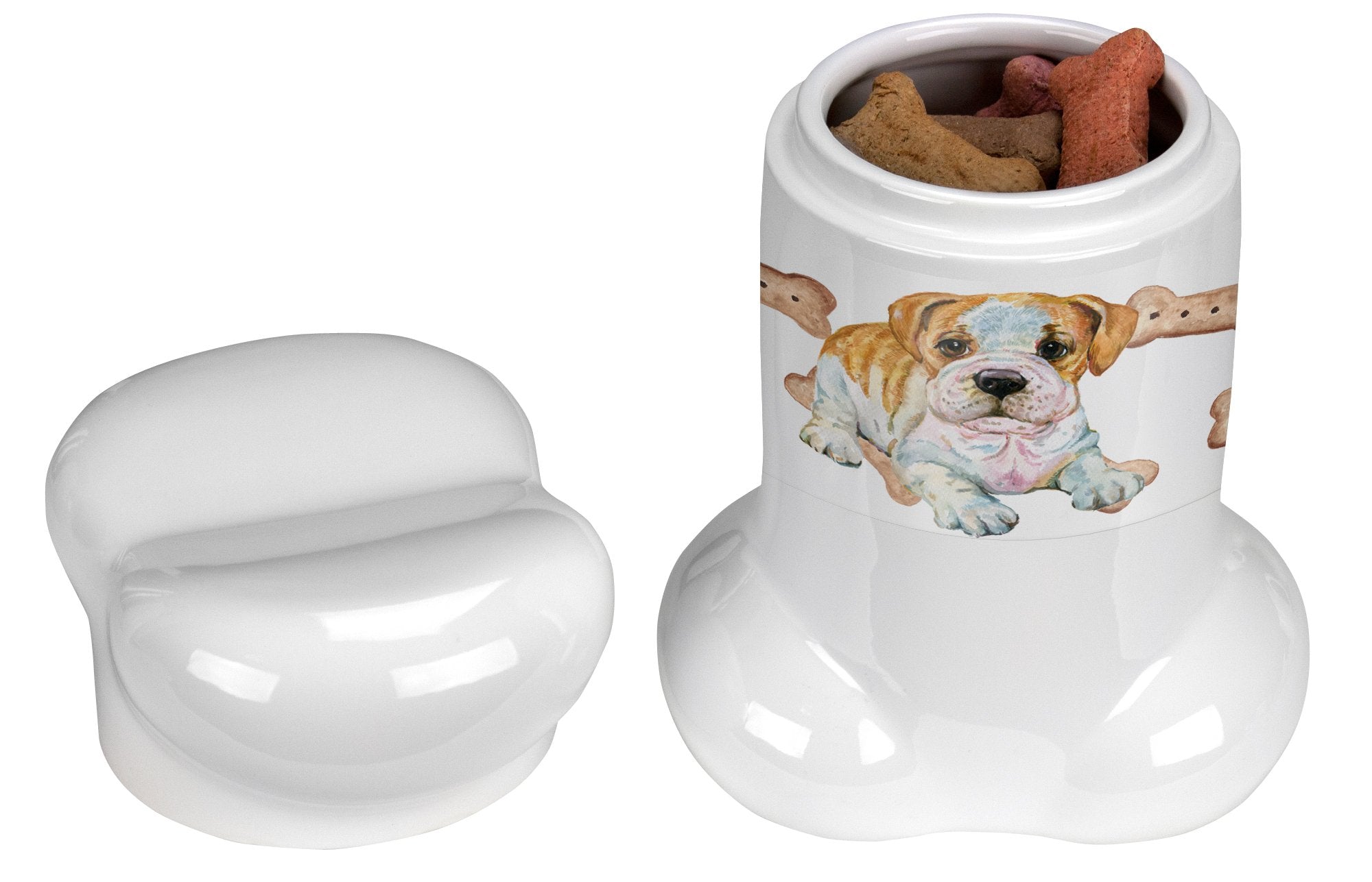 English Bulldog Puppy Bone Shaped Treat Jar CK2376BSTJ by Caroline's Treasures